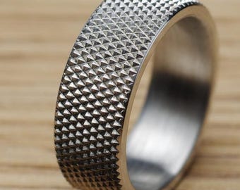 Knurled Aluminium ring, Handmade Textured Ring, Comfort fit