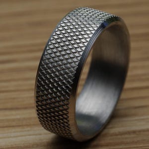 Knurled & Chamfered Ring, Handmade Minimalist Band