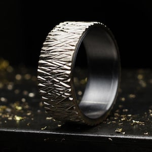 Handmade Bronze Mass Filed Ring, Stainless Steel Liner, Mens Luxury Ring, Wedding Band