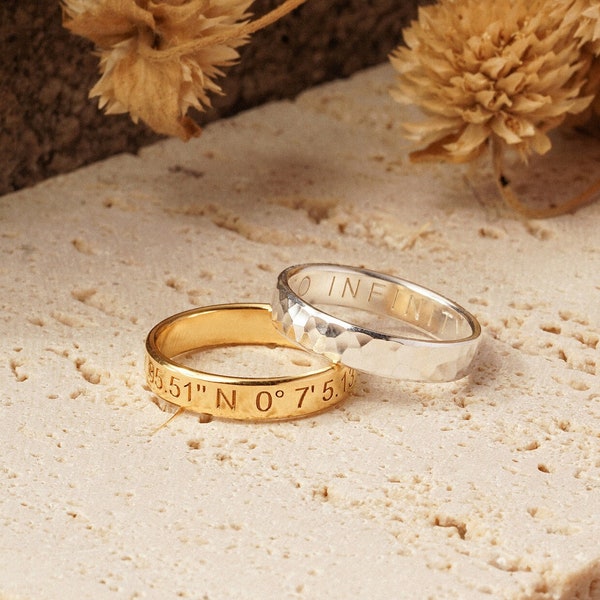 Personalised Promised Ring For Him, Promise Ring For Her, Custom Engraved Ring, Couple Rings, Gold Filled Band Ring, Unique Valentine Gift