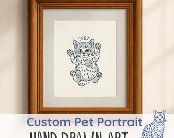 Aangepaste kattenportret van foto kattenportret aangepaste huisdier illustratie aangepaste lijntekeningen tekening huisdierliefhebbers cadeau aangepaste handgetekende huisdier kat liefde