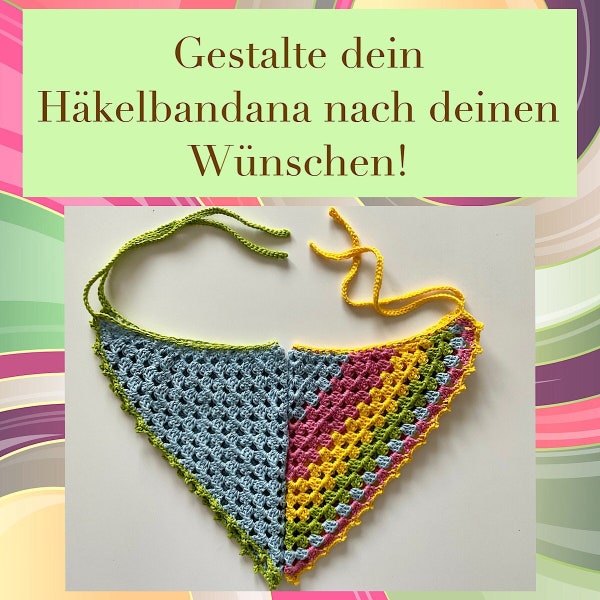 Personalisiertes Gehäkeltes Haarbandana im Granny-Muster, Haartuch, Haarschal, Haarband, Bandana