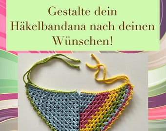 Personalisiertes Gehäkeltes Haarbandana im Granny-Muster, Haartuch, Haarschal, Haarband, Bandana