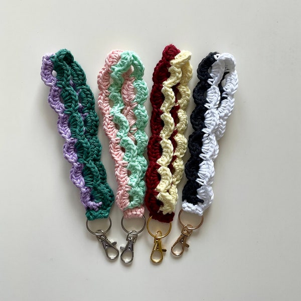 Zweifarbiges Gehäkeltes Schlüsselband 17cm, Schlüsselanhänger, Lanyard/ Crochet Keychain