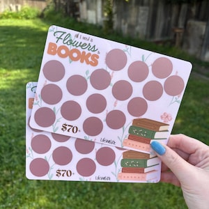 Flowers and Books scratch off savings challenge | A5 | Laminated