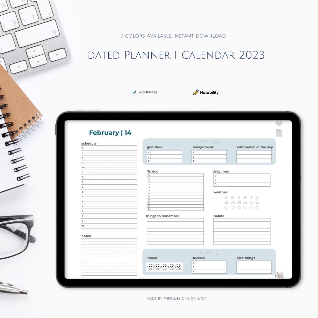 BLUEGREEN Digital Dated Planner I Calendar 2023 With Etsy