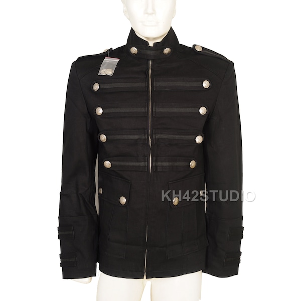 Men Gothic Military Jacket Handmade Steampunk Jacket Punk Rock Vintage Style Jacket