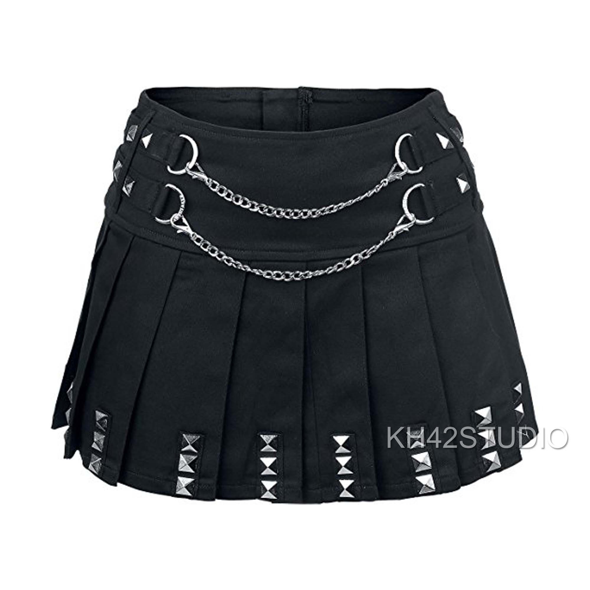 Women Gothic Skirt Ladies Punk Silver Chains Chain Metal Rock - Etsy