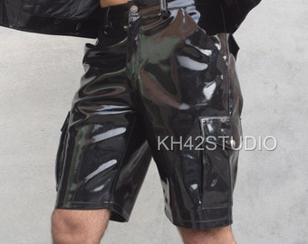 Men's PVC Vinyl Short Club Wear Short Causal Short 6 Pocket Short