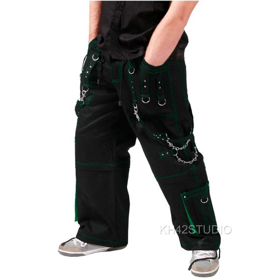 Men Gothic Trouser Green Thread Elite Gothic Pant Baggy Pants