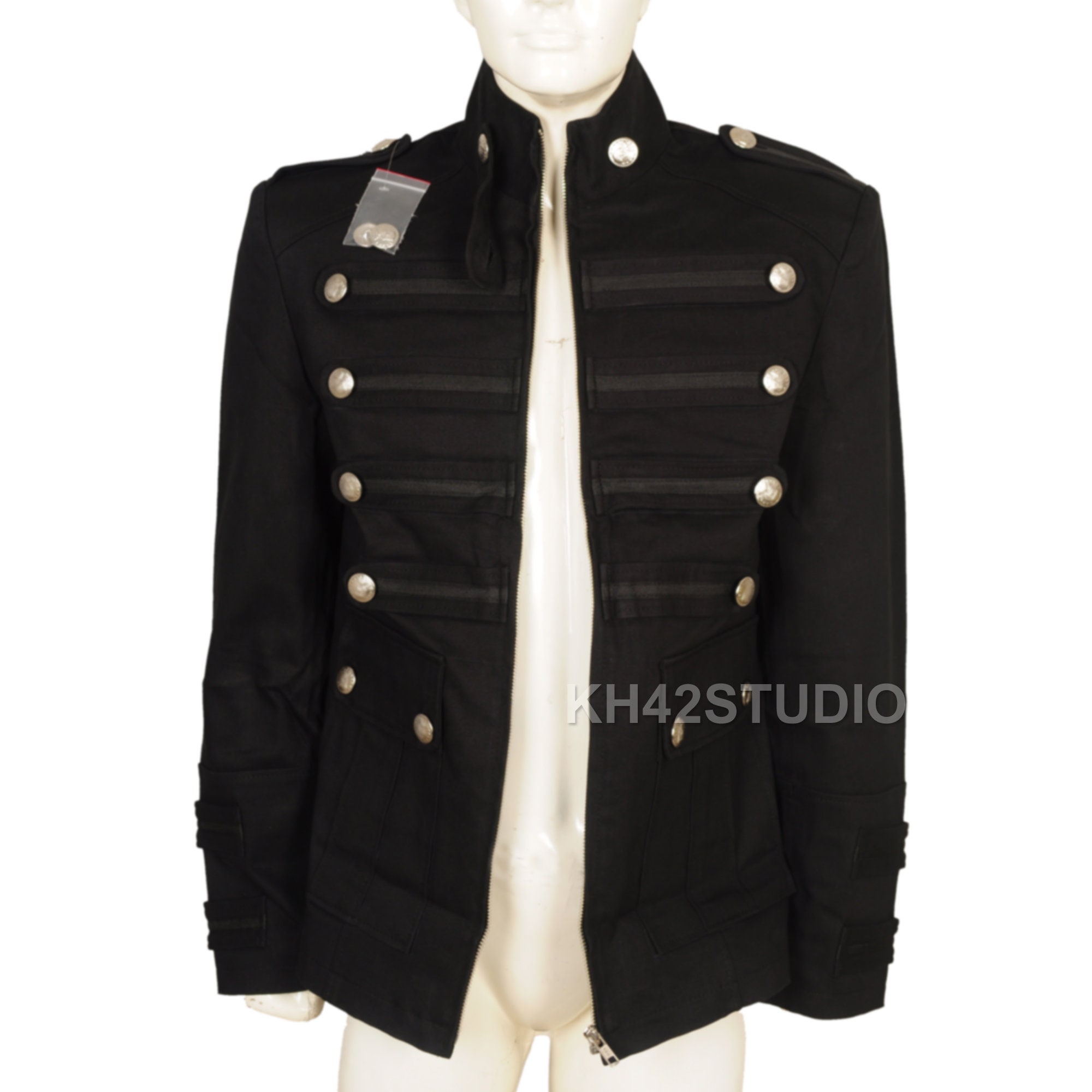 Gothic Steampunk Military Jacket Mens Handmade Vintage Style Etsy