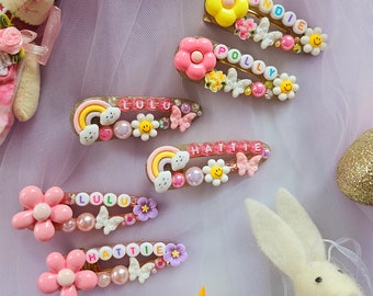 Custom Bunny Hairclips | Easter Gift | Personalised Accessory | Toddler Gift