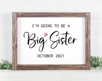 Editable Big Sister pregnancy Announcement Sign, Printable Photo Prop sign, I'm Going to be a Big Sister, Baby number 2, Instant download