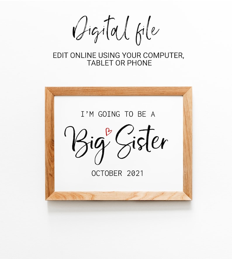 Editable Big Sister Pregnancy Announcement Sign Printable - Etsy Editable Big Sister Pregnancy Announcement Sign Printable - Etsy