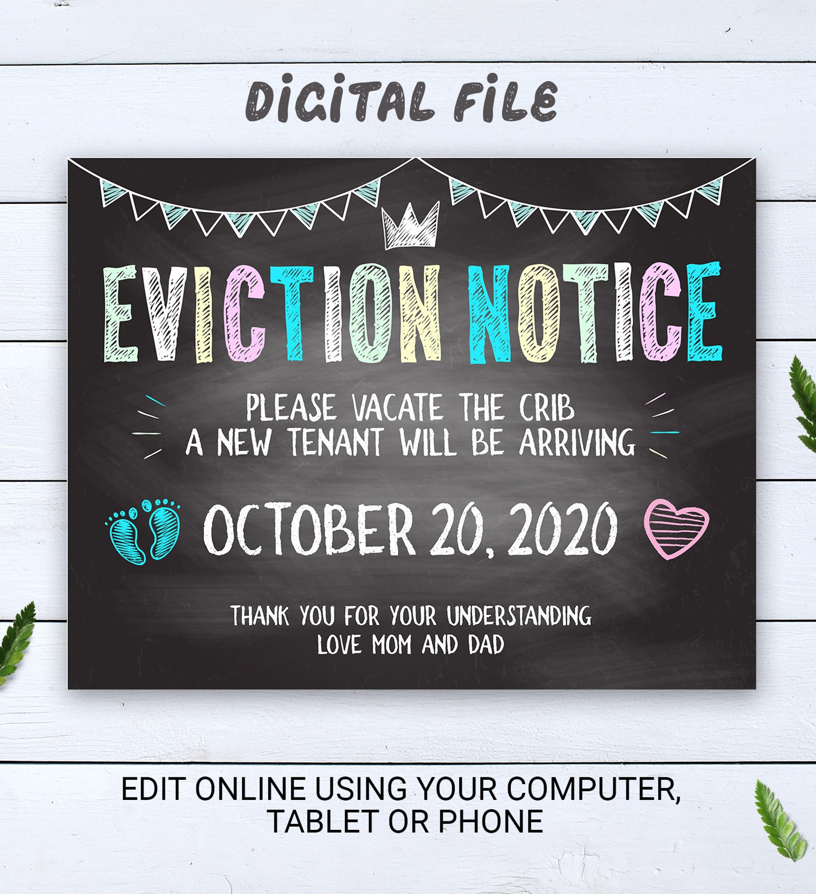 Editable Eviction Notice Baby Pregnancy Announcement for - Etsy