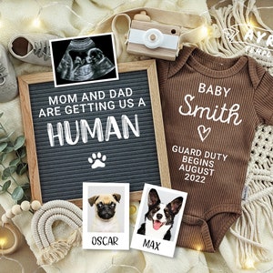 Dog Pregnancy Announcement for Social Media, Pet Pregnancy announcement 1-3 dogs, Mom & Dad are getting us a Human, Custom Announcement