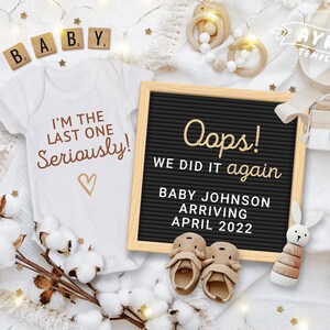 Neutral Pregnancy Announcement for Social Media, Oops we did it again, Oops we did it again, Baby number 3, Second baby