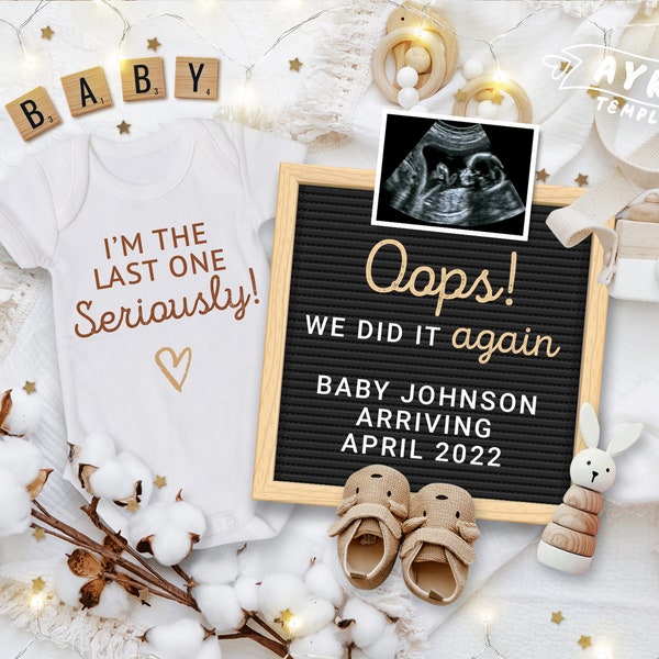 Neutral Baby Announcement, Oops We Did It Again (Digital File)