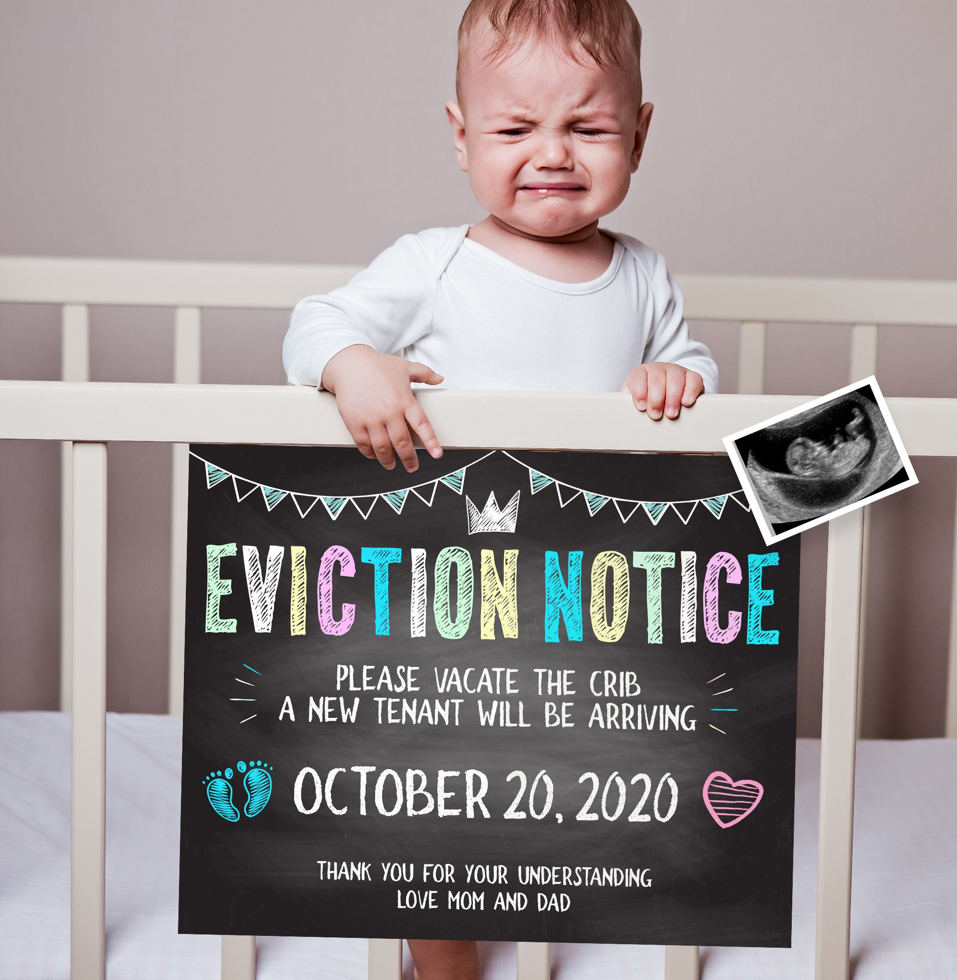 Editable Eviction Notice Baby Pregnancy Announcement for - Etsy