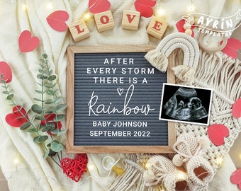 Valentine&#39;s Day Pregnancy Announcement, After every Storm there is a Rainbow, Digital file, February due date