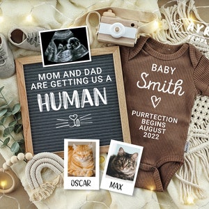 Cat Pregnancy Announcement for Social Media, Pet Pregnancy announcement 2-4 cats, Mum & Dad are getting us a Human, Custom Announcement