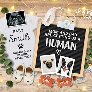 Dog Pregnancy Announcement for Social Media, Pet Pregnancy announcement 1-4 dogs, Mom & Dad are getting us a Human, Custom Announcement