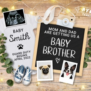 Dog Pregnancy Announcement for Social Media, Pet Pregnancy announcements, Mom & Dad are getting us a Baby Brother, Custom Announcement