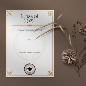Annonce de diplôme d'études secondaires ou universitaires et carte d'invitation, modèle Canva personnalisable
