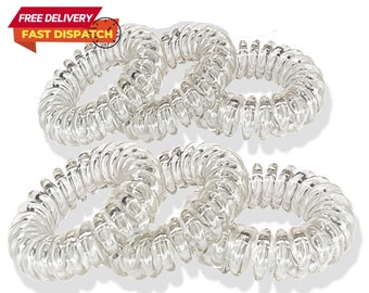 Clear Hair Coil Bobbles - Spiral Elastic Hair Ties - No Trace, Waterproof Ponytail - 6 pieces