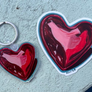 Set di adesivi a forma di cuore in plastica e portachiavi in acrilico