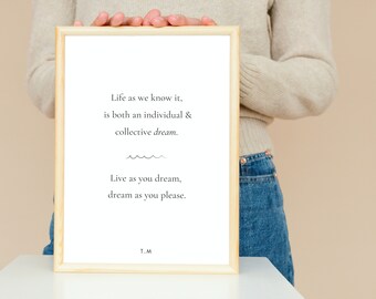 Life As We Know It - A4 or A3 | Poetry Poster, Black & White, Calligraphy Print, Lettering Poster, Spiritual Art Print, For Him, For Her