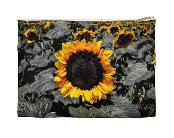 Sunflower Accessory Pouch; Pencil Case, Case, Pouch, Back to School Supplies, School Supplies