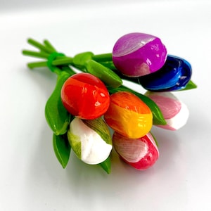 Wooden Tulips 21cm – Set of 7 Colorful Bouquet, Handmade in Holland style, Table Decor, Spring Flowers, Gift for Mother’s Day & Birthday