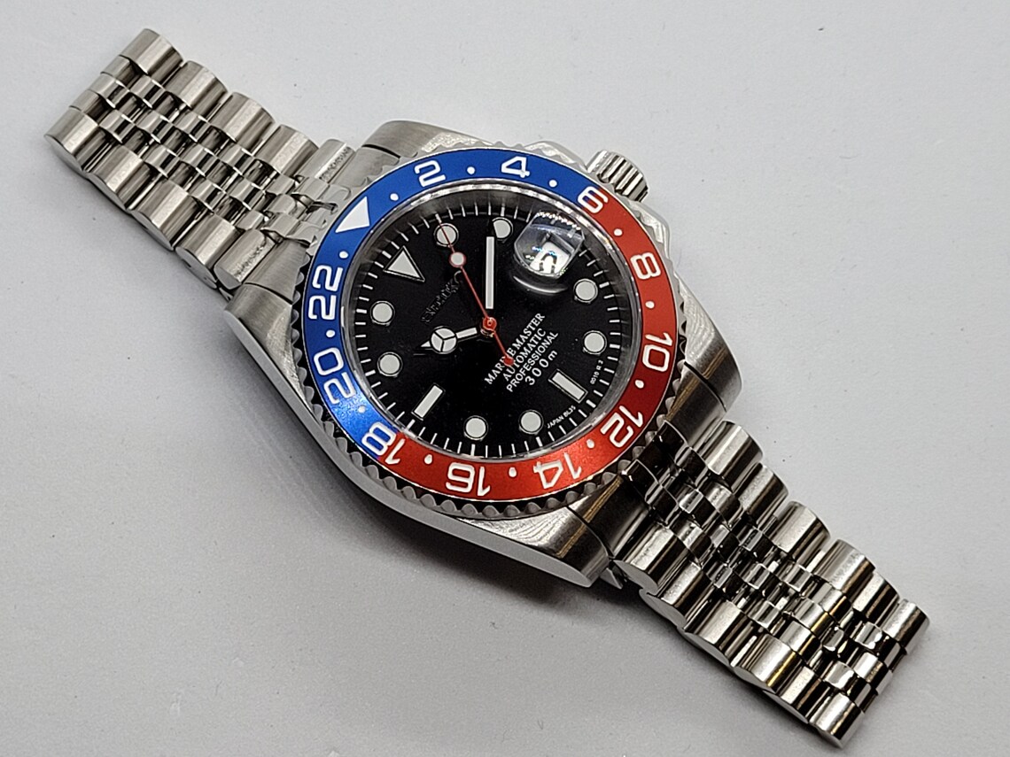 Seiko Mod Gmt Master Pepsi Custom Automatique Nh35 Jubilee Etsy France