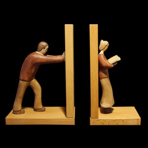 Coppia Fermalibri in legno