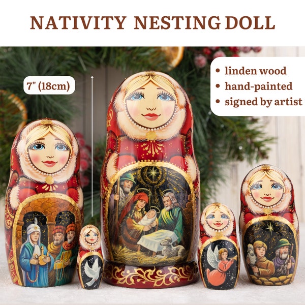 Nesting dolls Nativity scene Matryoshka Christmas nesting dolls Nativity set Stacking dolls Babushka doll