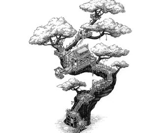 The Treehouse | Treehouse Illustration | Fine Art Print
