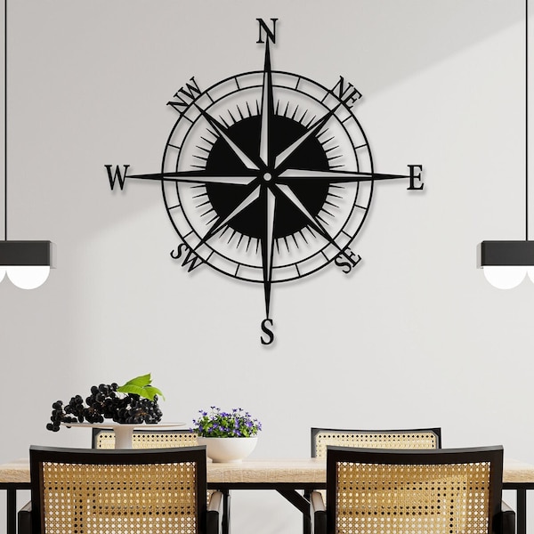 Compass Metal Wall Decor, Compass, Large Wall Art, Wall Decor Over The Bed, Wall Art, Wall Decor, Metal Wall Art, Nautical, Nautical Decor