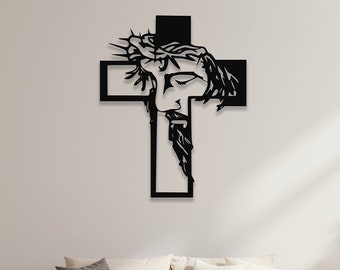 Jesus Metal Wall Art, Home Decor and Gifts, Christian Line Art, Christian Wall Decor, Christian Gift, Outdoor Garden and Decor, Metal Sign
