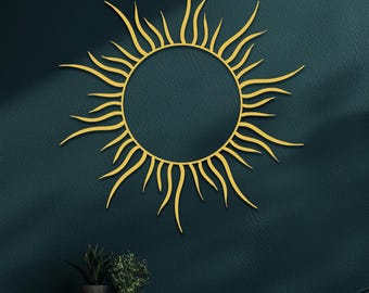 Decoración de pared metálica con diseño de sol: Arte de pared estilo boho