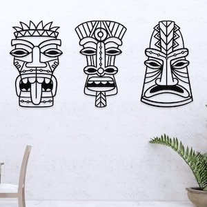 Tiki Mask Metal Wall Art, Tiki Mask, Tiki Decor, Tiki, Hawaiian, Hawaiian Art, Wall Art, Wall Decor, Room Decor, Home Decor, Gift, Bar Art