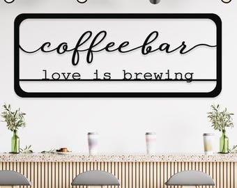 Coffee Bar Metal Wall Art: Metal Coffee Sign
