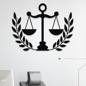 Waage der Gerechtigkeit Metall Wanddekor, Gerechtigkeit, Recht, Rechtskunst, Abschlussfeier der Juraschule, Lawyer, Rechtsanwältin Geschenk für Frauen, Kanzlei, Rechtsdekor