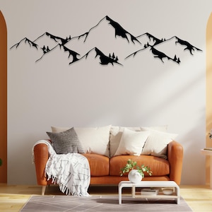 Arte murale di montagna e foresta, arte di montagna, montagna, arte della foresta, decorazione murale sopra il letto, arte murale, decorazione murale, decorazione della stanza, arte della natura