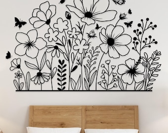 Flowers Metal Wall Decor: Spring Art, Bedroom Living Room Decor