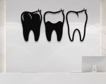 3er Set Zähne Metall Wandkunst, Gebiss, Zähne Kunst, Tooth, Tooth Art, Zahnarzt, Dentist Art, Dentist, Dentist Geschenk, Dentist, Dentish, Dentist