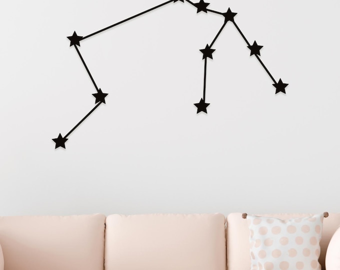 Aquarius Constellation Metal Wall Art: Zodiac Astrology Decor