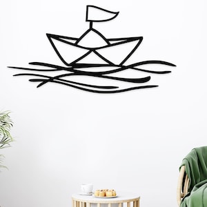 Paper Boat Metal Wall Decor, Nautical, Nautical Decor, Nautical Art, Origami, Origami Art, Wall Art, Wall Decor, Therapist Office Decor