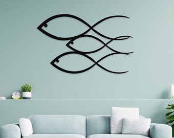 Fish Metal Wall Art, Nature Inspired Decor, Wall Hanging, Wall Logo Sign, Unique Home Decor, Living Room Decor, Outdoor Garden and Decor
