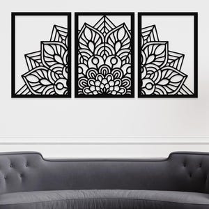 Set of 3 Mandala Metal Wall Art, Lotus Flower Wall Art, Wall Decor Over the Bed, Home Decor and Gifts, Outdoor Garden and Decor, Room Decor